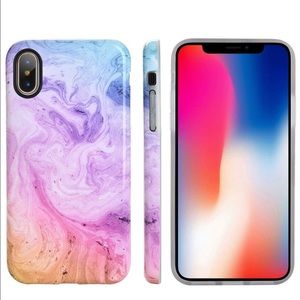 DICHEER iPhone X Case Pink Gold Marble Slim
